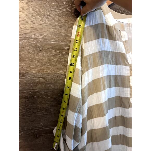 Kaktus Beach Cover up Size XL Stripped Gauze Tan White Swimwear Vacation NEW - Picture 8 of 10
